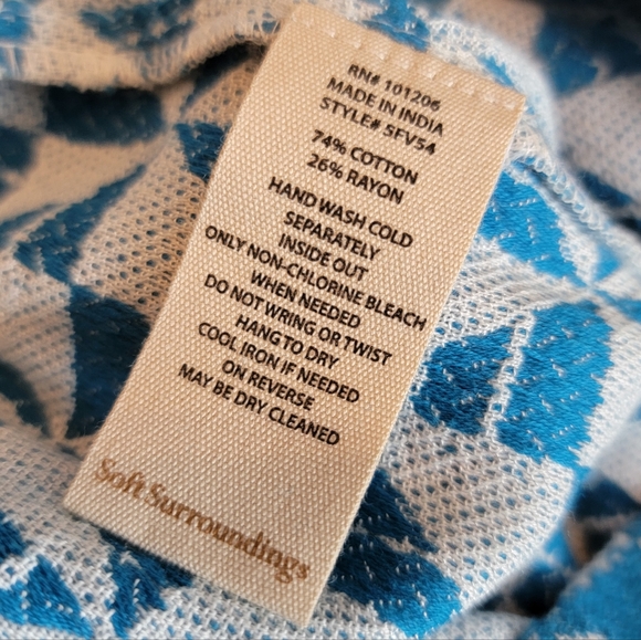 Soft Surroundings Narah Wide Leg Palazzo Pant Blue & White Geometric Print 1X - Picture 14 of 15